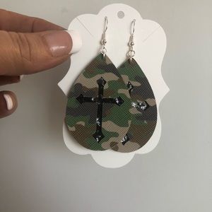 Camo and Cross Earrings